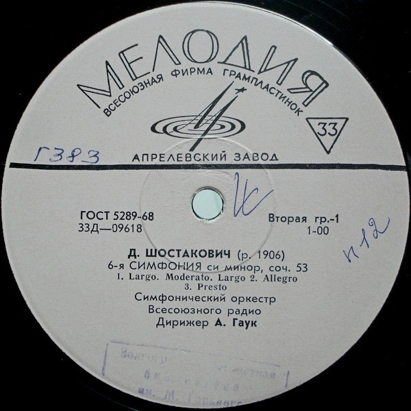 Д. ШОСТАКОВИЧ (1906–1975): Симфонии № 6, № 9 (А. Гаук)