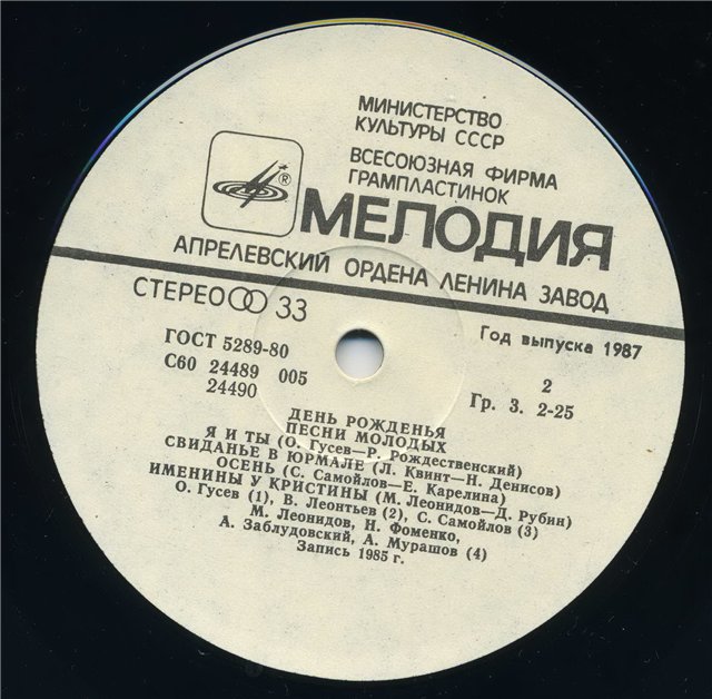 День рожденья. Песни молодых