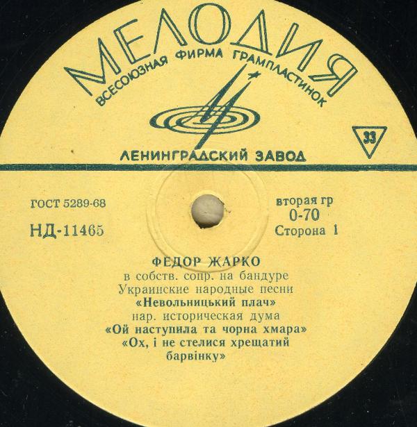 Федор Жарко (бандура) - Украинские народные песни