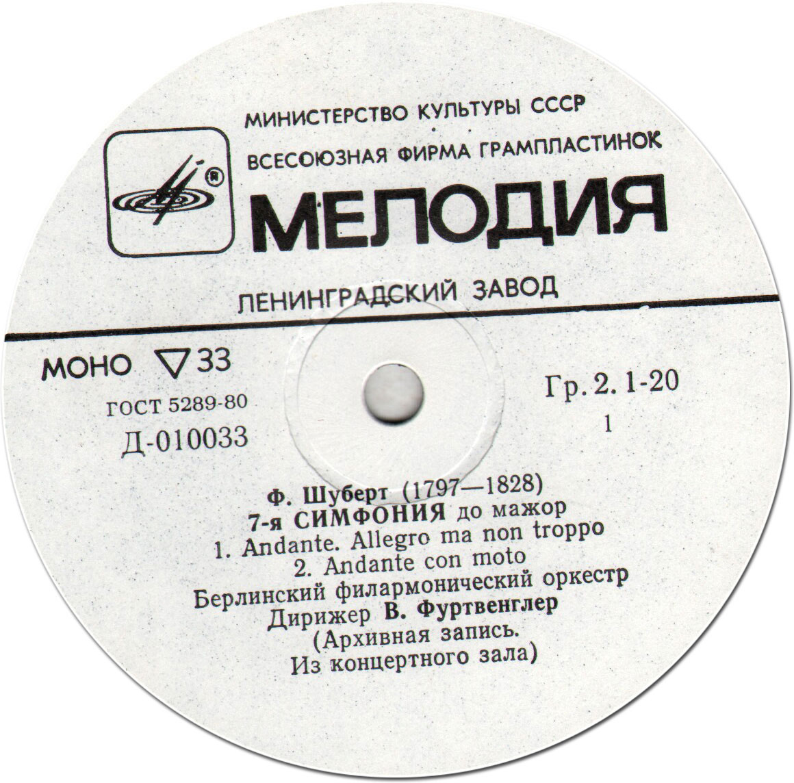 Ф. ШУБЕРТ Симфония № 7 (В. Фуртвенглер)