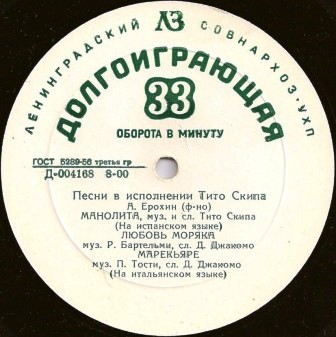 Песни в исполнении Тито Скипа (Италия)