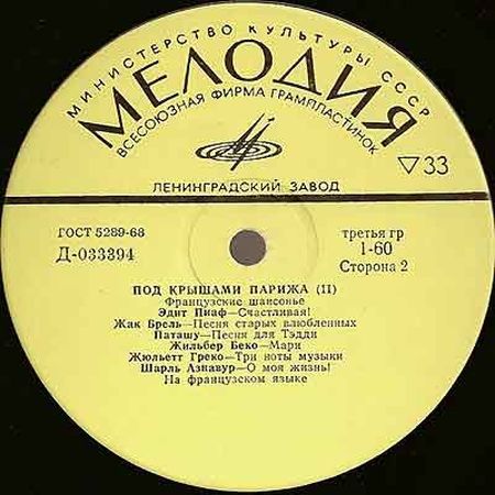 Под крышами Парижа (2). Французские шансонье