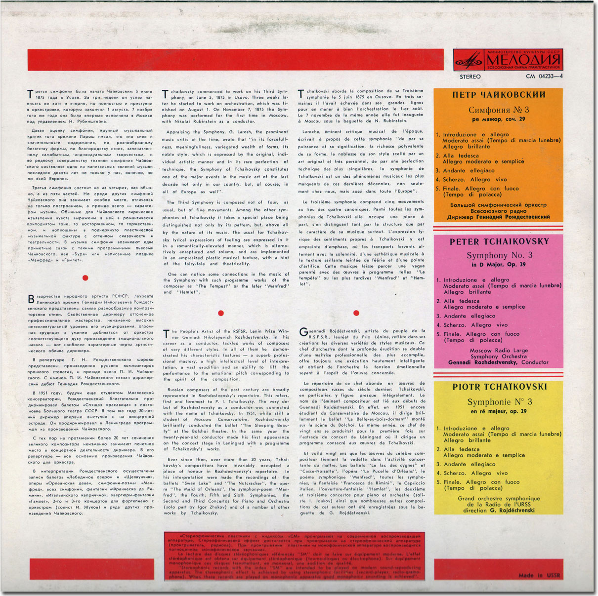 П.И.ЧАЙКОВСКИЙ (1840–1893) «Симфония № 3, ре мажор, соч. 29»