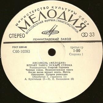 Ансамбль «Мелодия» играет танго Оскара Строка