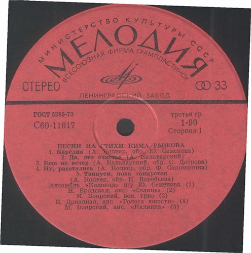 Песни на стихи Кима Рыжова. Оставляем мы сердца частицу