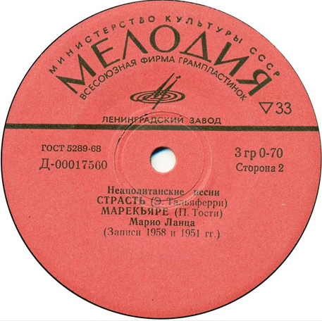 НЕАПОЛИТАНСКИЕ ПЕСНИ (Ф. Тальявини / М. Ланца) - на итальянском языке