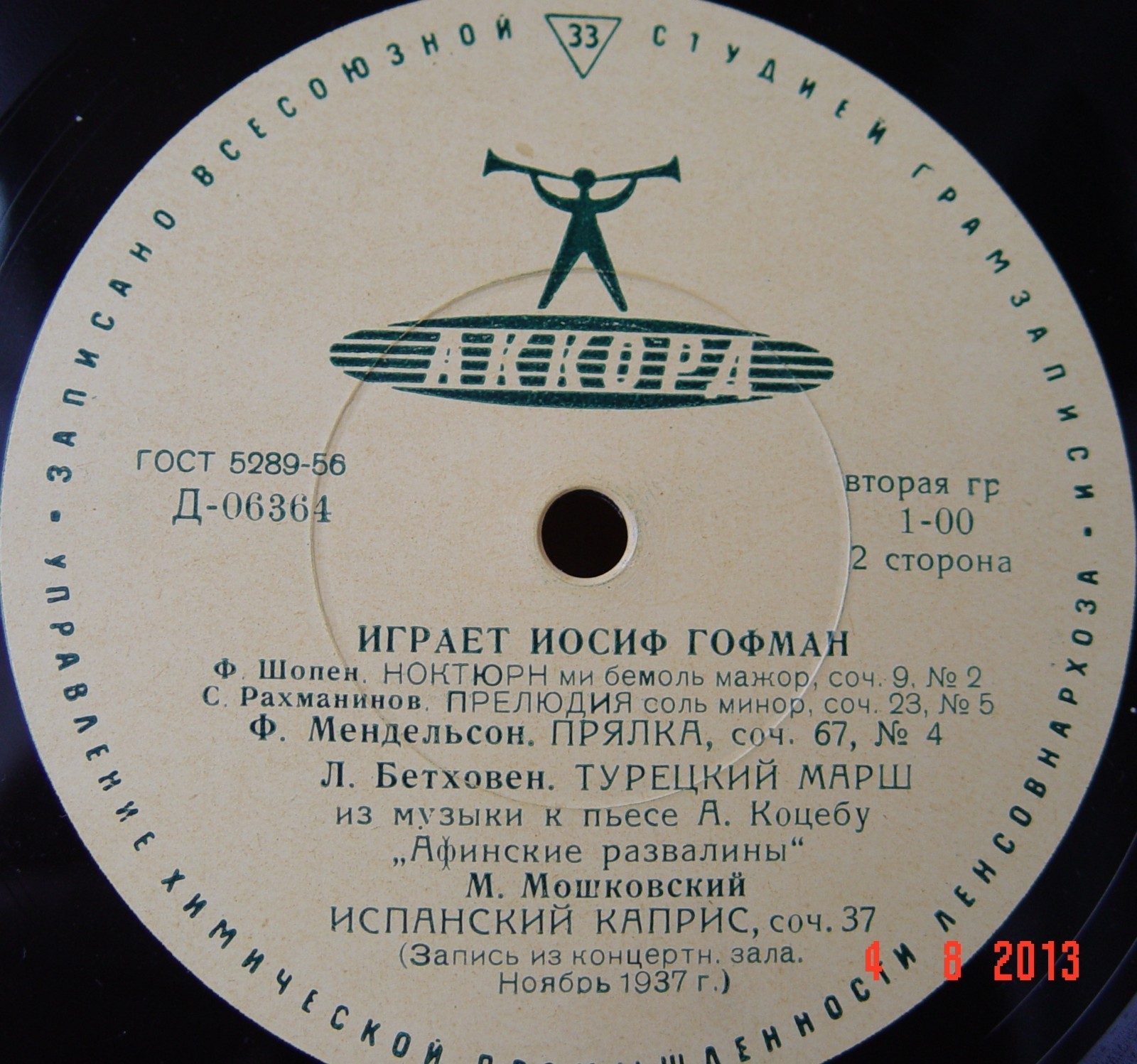 Играет Иосиф ГОФМАН (ф-но)