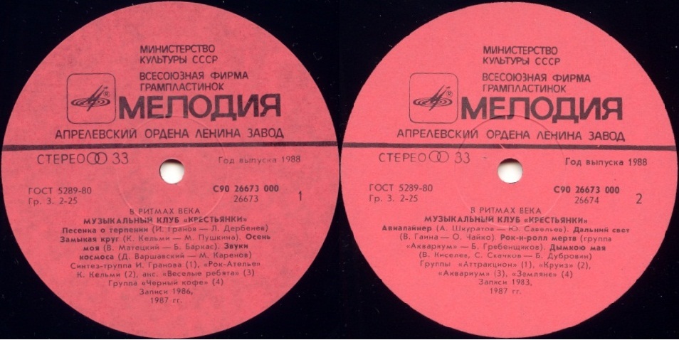 «В РИТМАХ ВЕКА». Музыкальный клуб "Крестьянки". Пластинка 2
