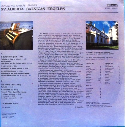 Sv. Alberta Baznikas Ergeles (Vita Kalnciema, organ, Latvijas Vesturiskas Ergeles)