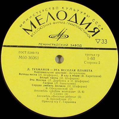 Давид Тухманов. «Эта веселая планета»