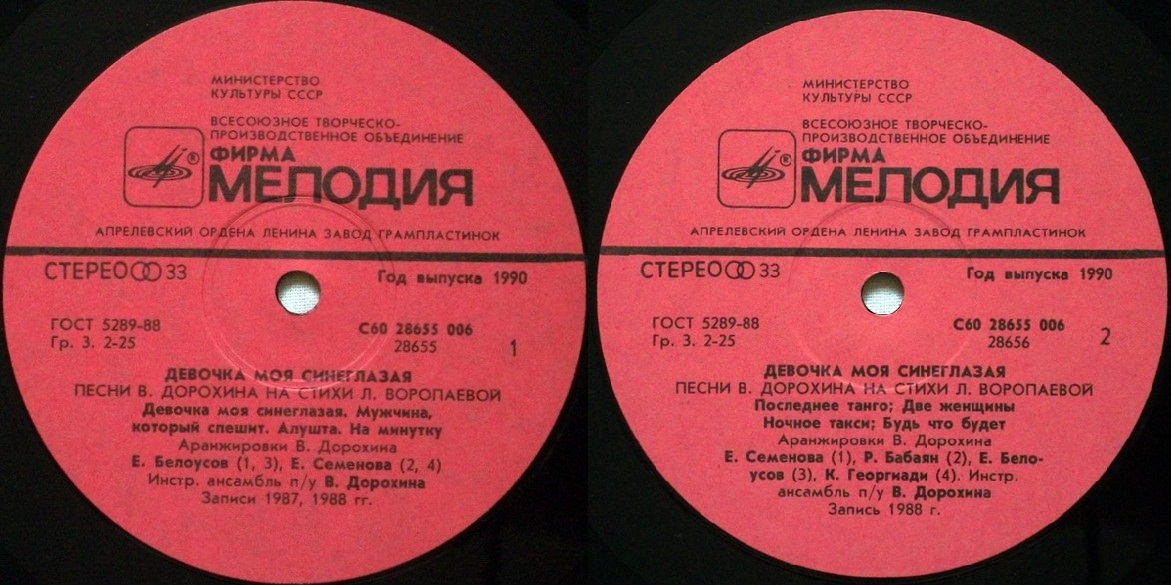 ДЕВОЧКА МОЯ СИНЕГЛАЗАЯ. Песни Виктора Дорохина и Любови Воропаевой