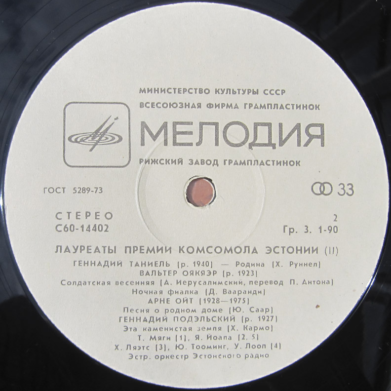 ЛАУРЕАТЫ ПРЕМИИ КОМСОМОЛА ЭСТОНИИ.