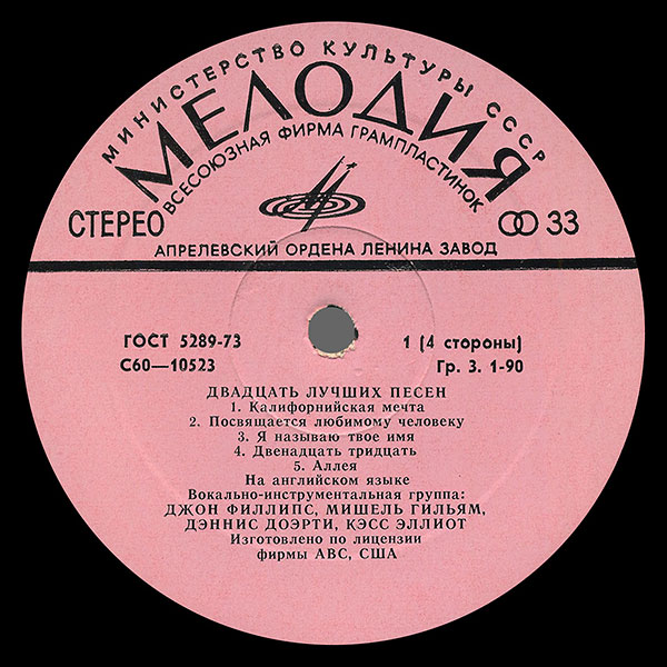 Вокально-инструментальная группа "Мамас энд Папас" - 20 лучших песен