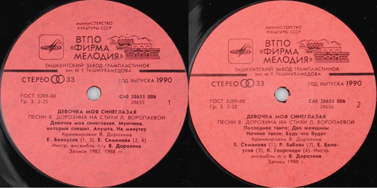 ДЕВОЧКА МОЯ СИНЕГЛАЗАЯ. Песни Виктора Дорохина и Любови Воропаевой