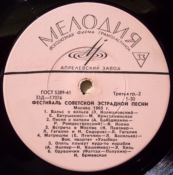 ФЕСТИВАЛЬ СОВЕТСКОЙ ЭСТРАДНОЙ ПЕСНИ (Москва, 1965 г.)