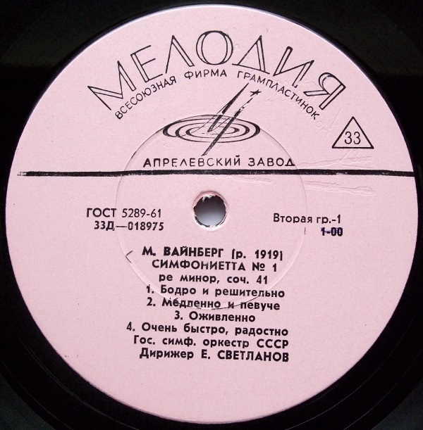 Гос. Симф. Оркестр СССР, дирижер Е. Светланов ‎– Симфониетта № 1 / Симфония № 4