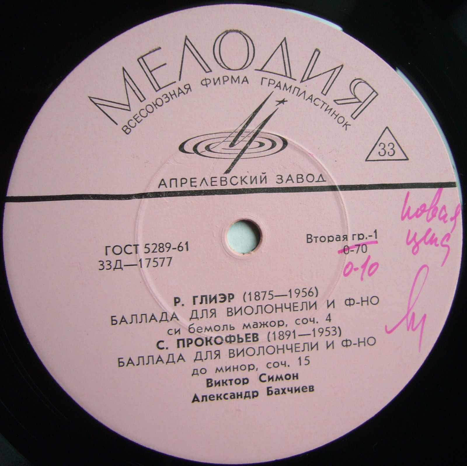 В. Симон (виолончель), А. Бахчиев (ф-но)