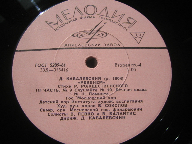 Д. КАБАЛЕВСКИЙ (1904–1987): «Реквием» (на стихи Р. Рождественского)