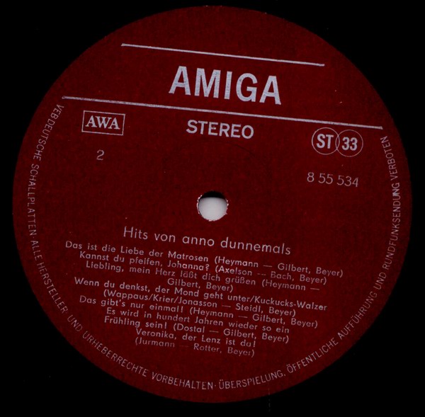 Hits von anno dunnemals. Ballhausorchester Kurt Beyer & City-Singers [по заказу немецкой фирмы AMIGA, 8 55 534]