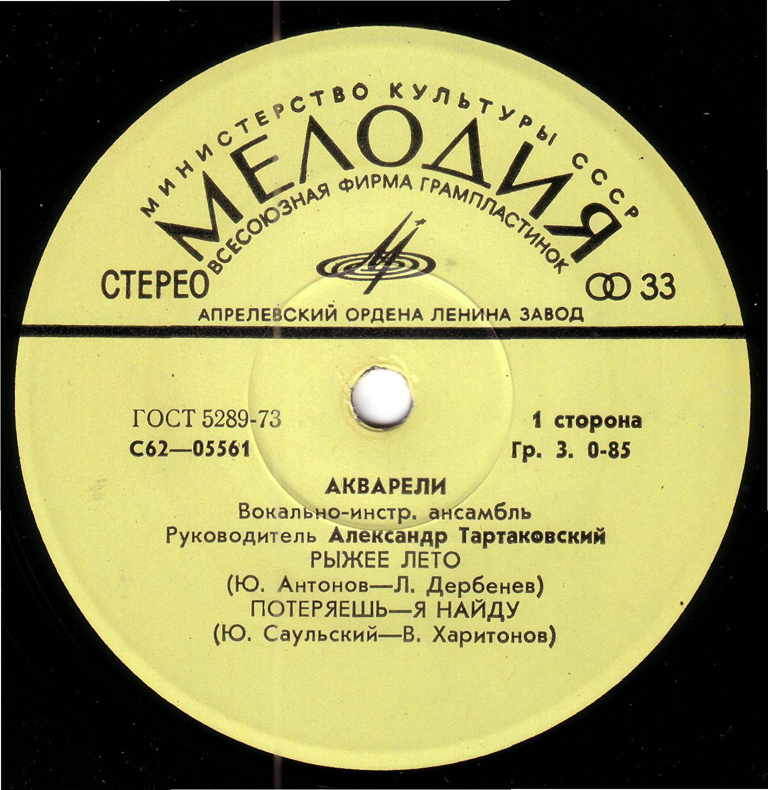 ВИА "АКВАРЕЛИ", руководитель А. Тартаковский