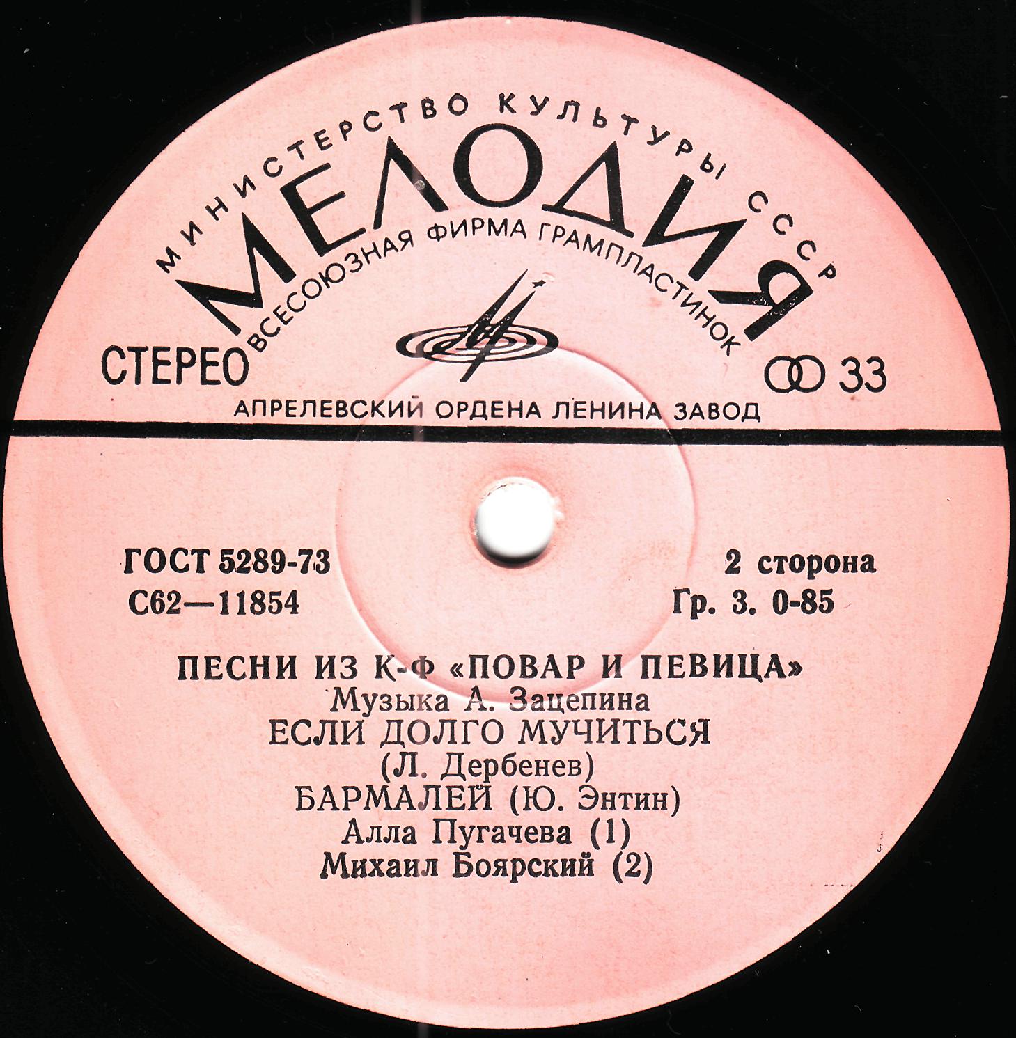 Мелодии экрана. Песни из кинофильма «Повар и певица»