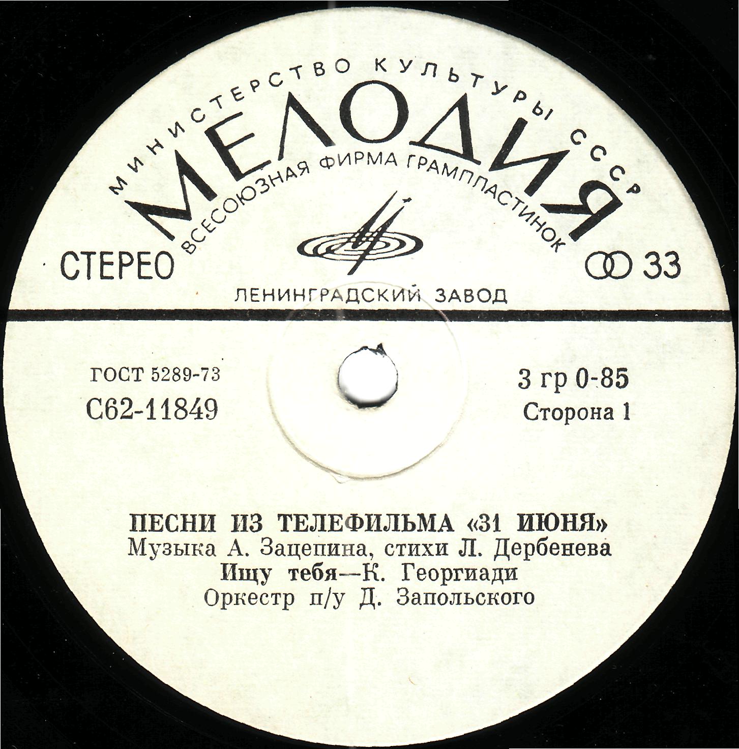 Песни из телефильма «31 июня»