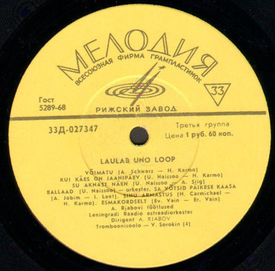 Уно ЛООП и Марью КУУТ. Эстрадный оркестр Ленинградского радио (на эстонском языке)