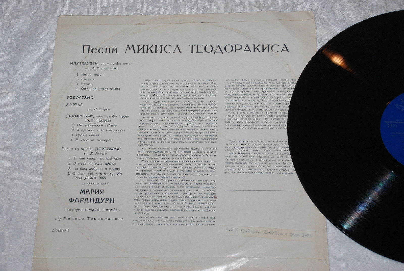 М. ТЕОДОРАКИС (1925—2021): Песни Микиса Теодоракиса (М. Фарандури)