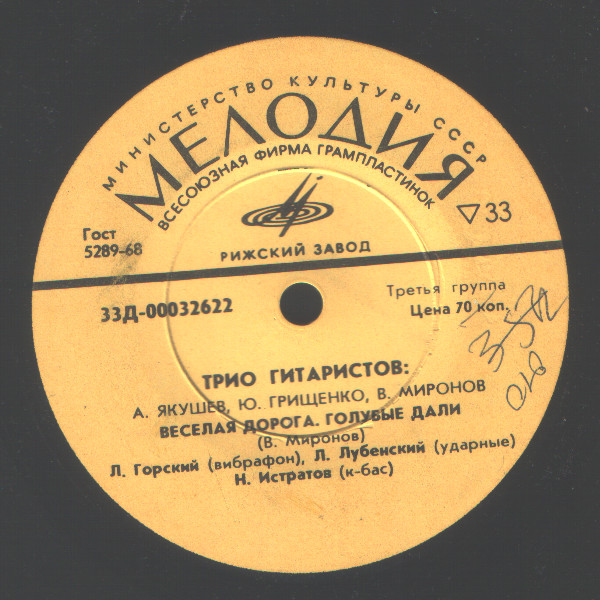 Трио гитаристов: А. Якушев, Ю. Грещенко, В. Миронов