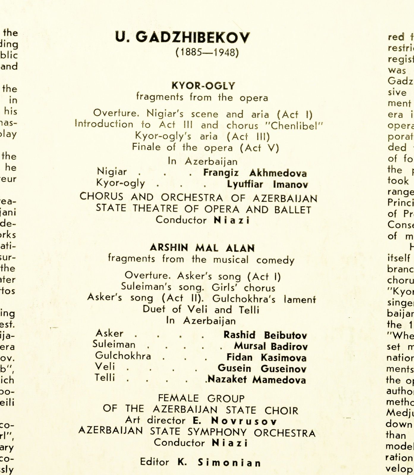 У. ГАДЖИБЕКОВ (1885 - 1948)