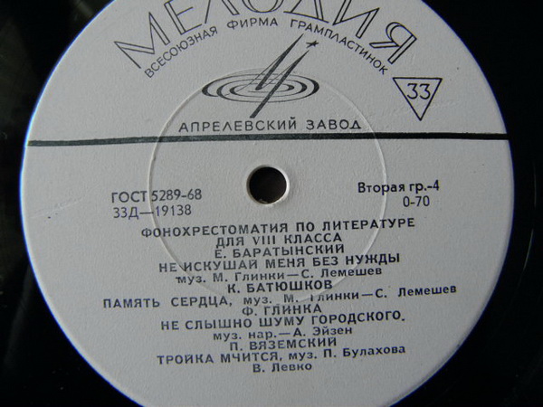 Фонохрестоматия по литературе для VIII класса