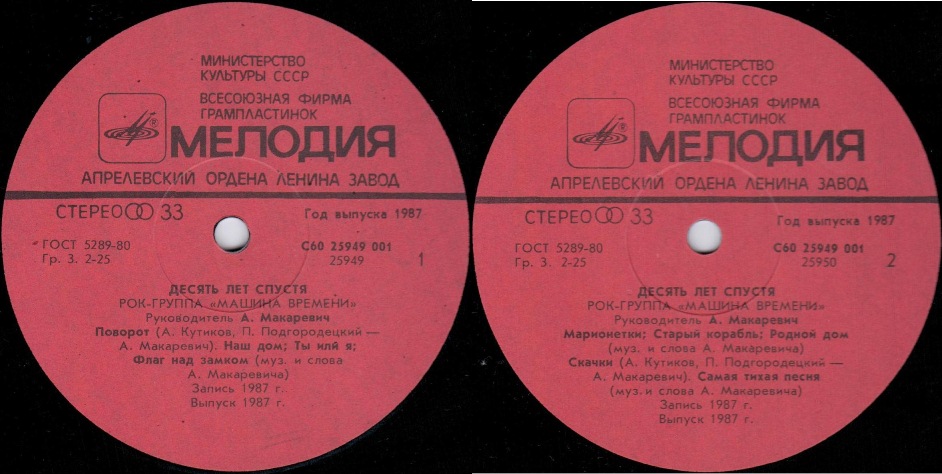 Рок-группа "Машина времени". «Десять лет спустя»