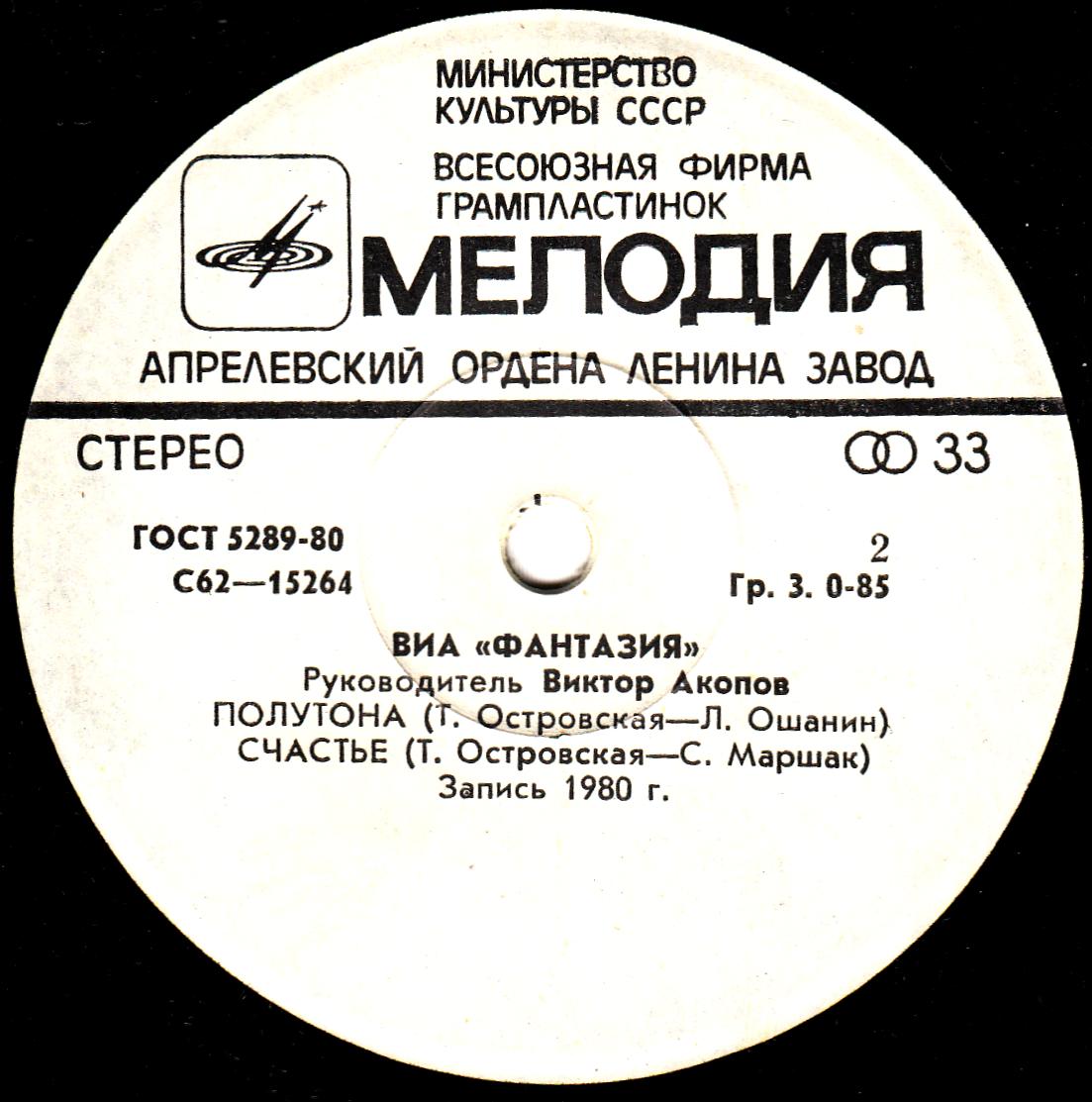 ВИА «ФАНТАЗИЯ», руководитель Виктор Акопов