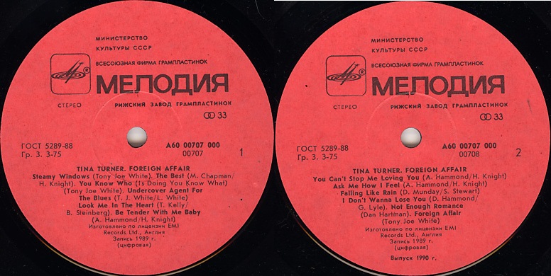 Tina TURNER «Foreign Affair» (на английском языке)
