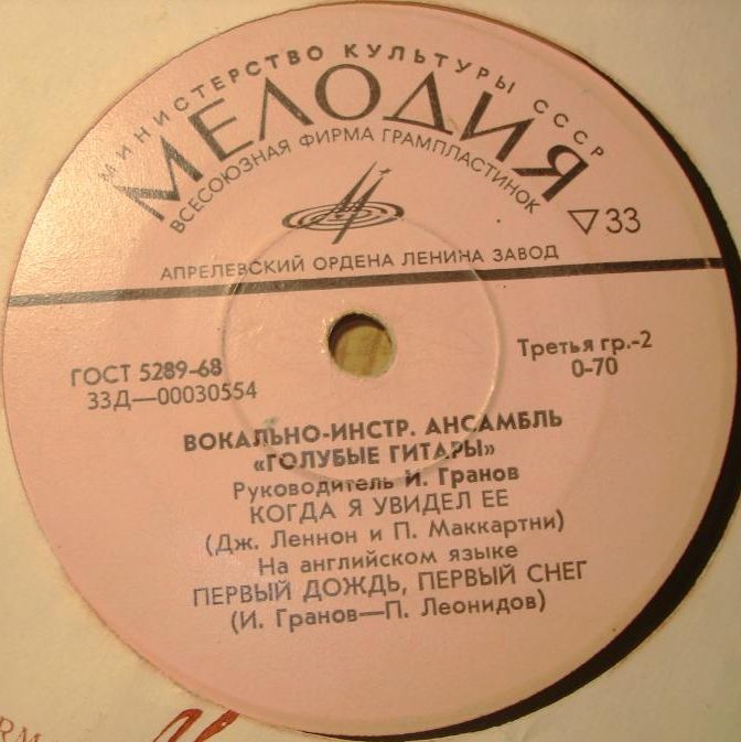 Вокально-инструментальный ансамбль  "Голубые гитары". Руководитель Игорь ГРАНОВ