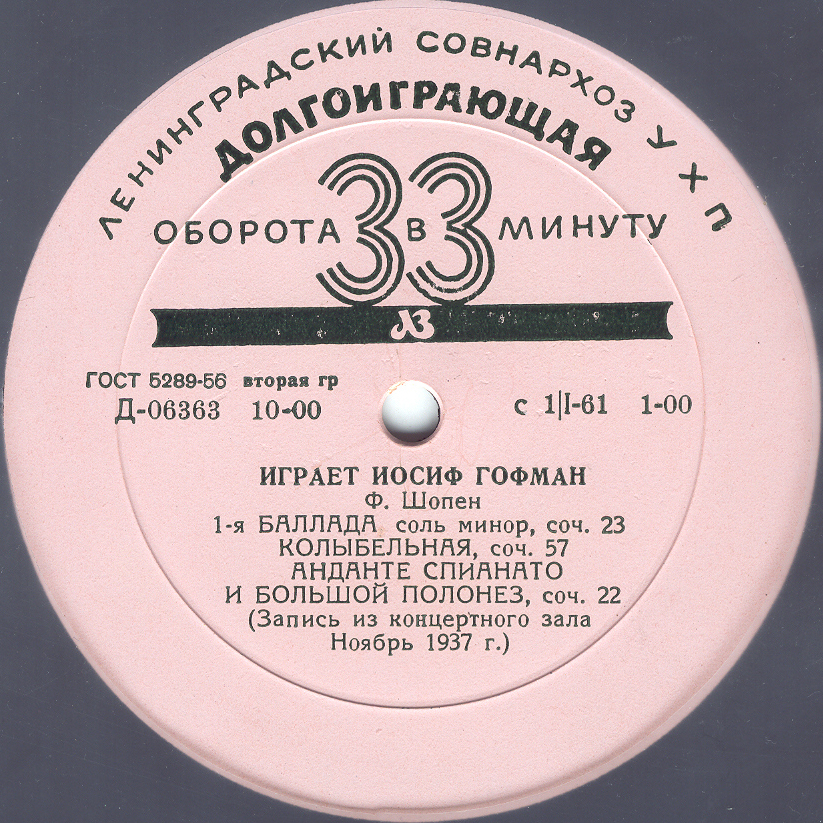 Играет Иосиф ГОФМАН (ф-но)