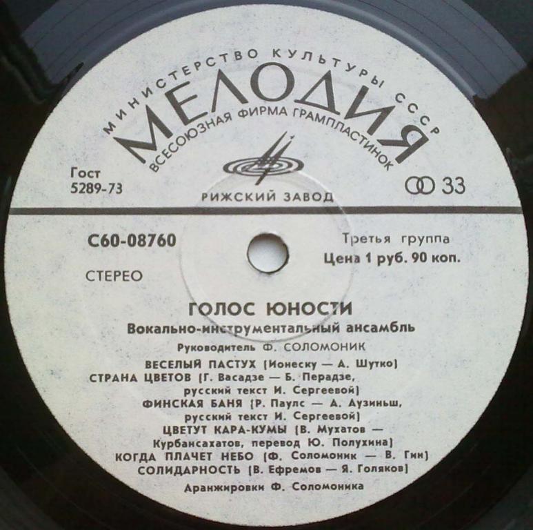 ВИА "ГОЛОС ЮНОСТИ", рук. Ф. Соломоник