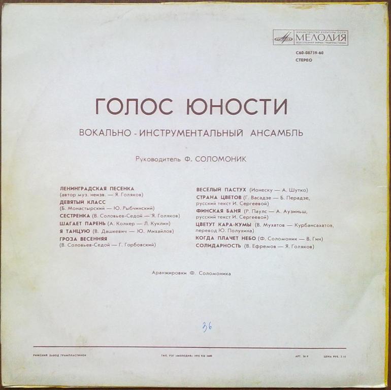 ВИА "ГОЛОС ЮНОСТИ", рук. Ф. Соломоник