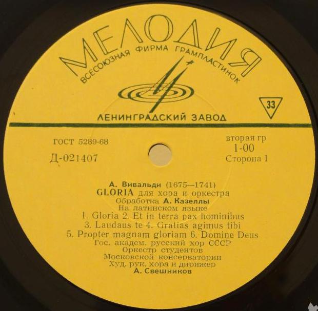 А. Вивальди (1675-1741). GLORIA для хора и оркестра. На латинском языке