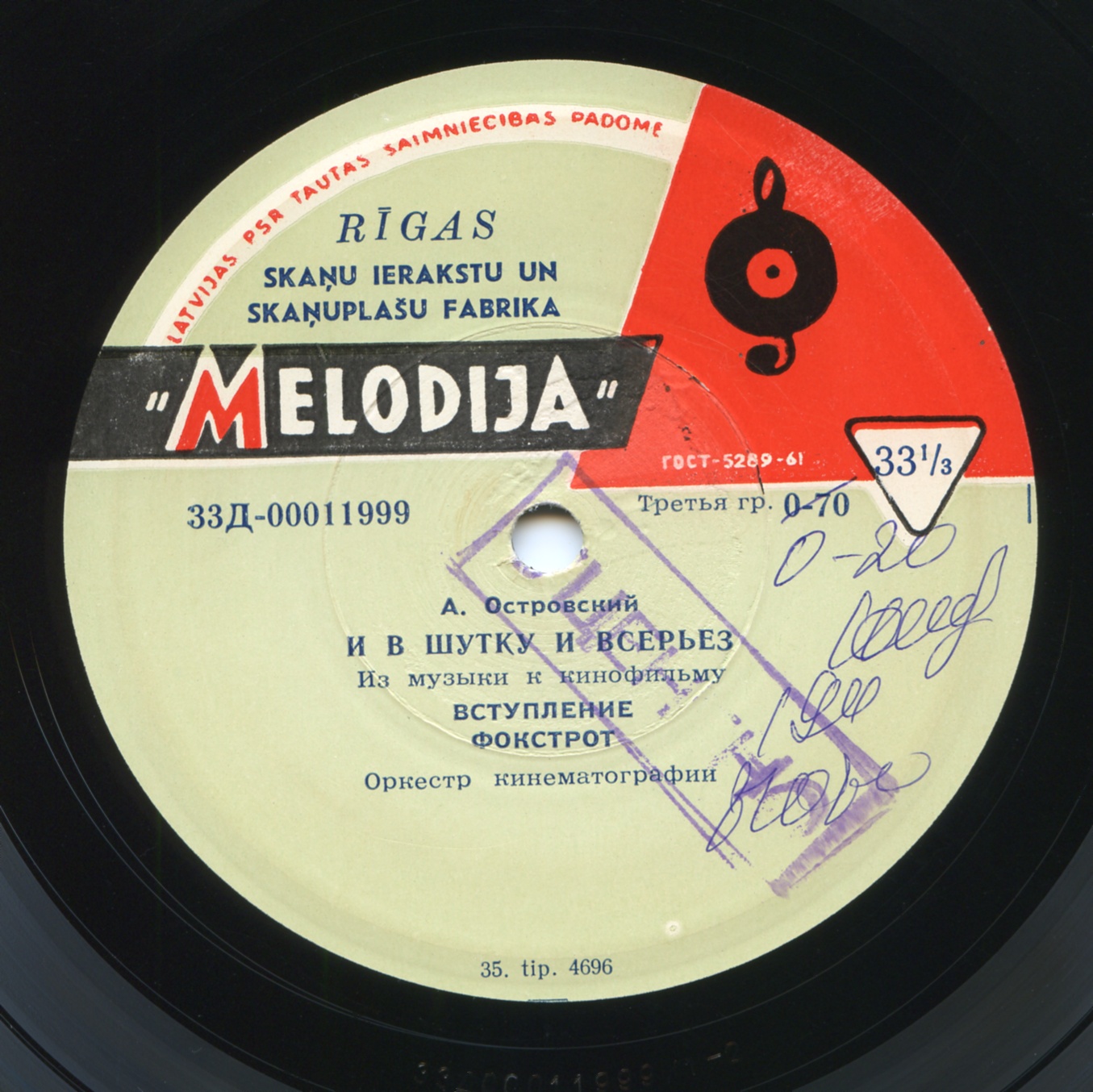 А. ОСТРОВСКИЙ (1914-1967) - Из музыки к к/ф «И в шутку и всерьез»