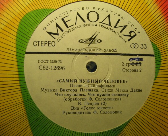 ПЕСНИ В.ПЛЕШАКА (1946) из к/ф «САМЫЙ НУЖНЫЙ ЧЕЛОВЕК» (Стихи М.Дахие):