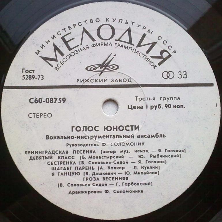 ВИА "ГОЛОС ЮНОСТИ", рук. Ф. Соломоник