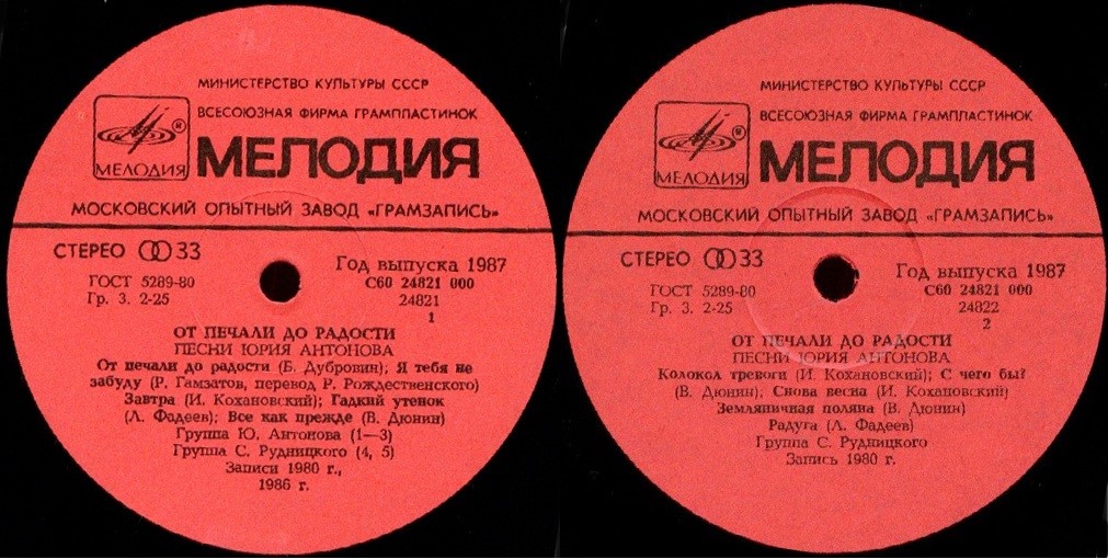 Песни Юрия Антонова - От печали до радости