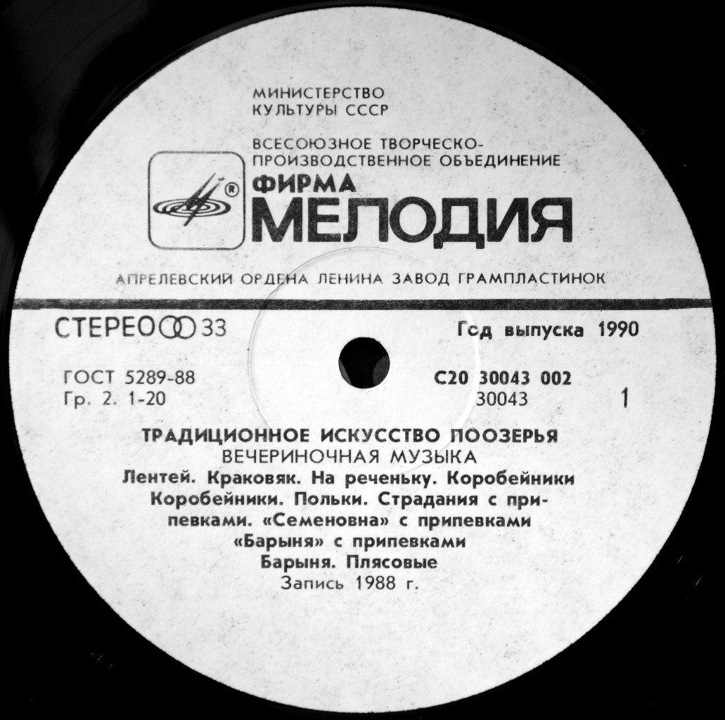 ТРАДИЦИОННОЕ ИСКУССТВО ПООЗЕРЬЯ. Вечериночная музыка