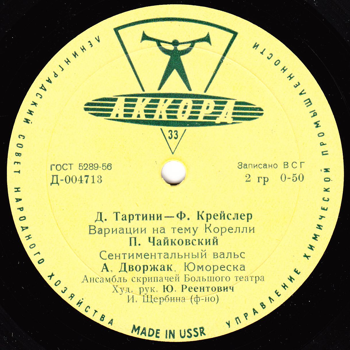 Ансамбль скрипачей Большого театра, худ. рук. Ю. Реентович