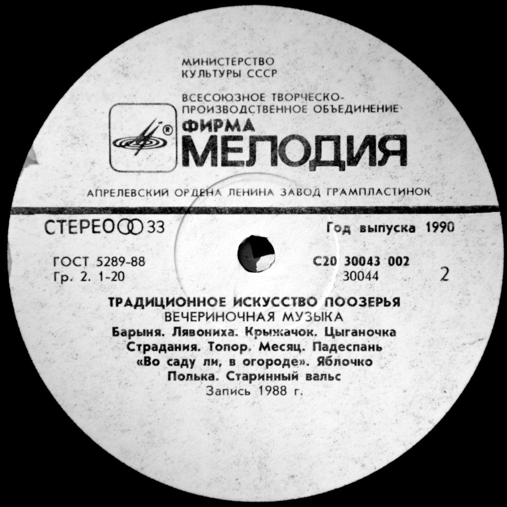 ТРАДИЦИОННОЕ ИСКУССТВО ПООЗЕРЬЯ. Вечериночная музыка