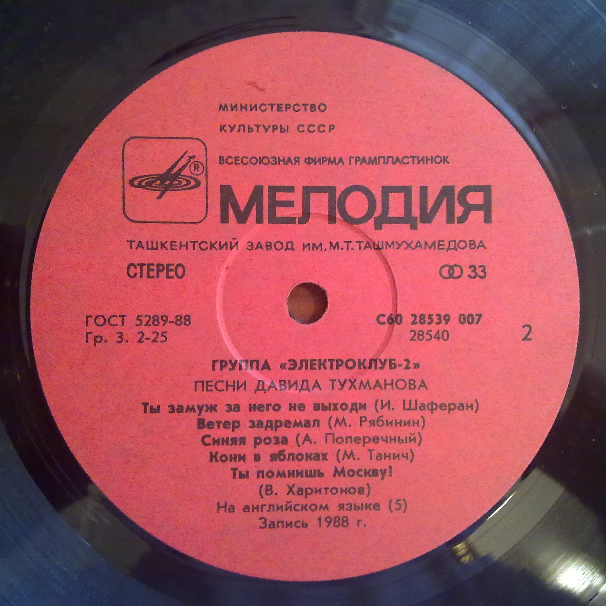 Группа «Электроклуб-2». Песни Давида Тухманова