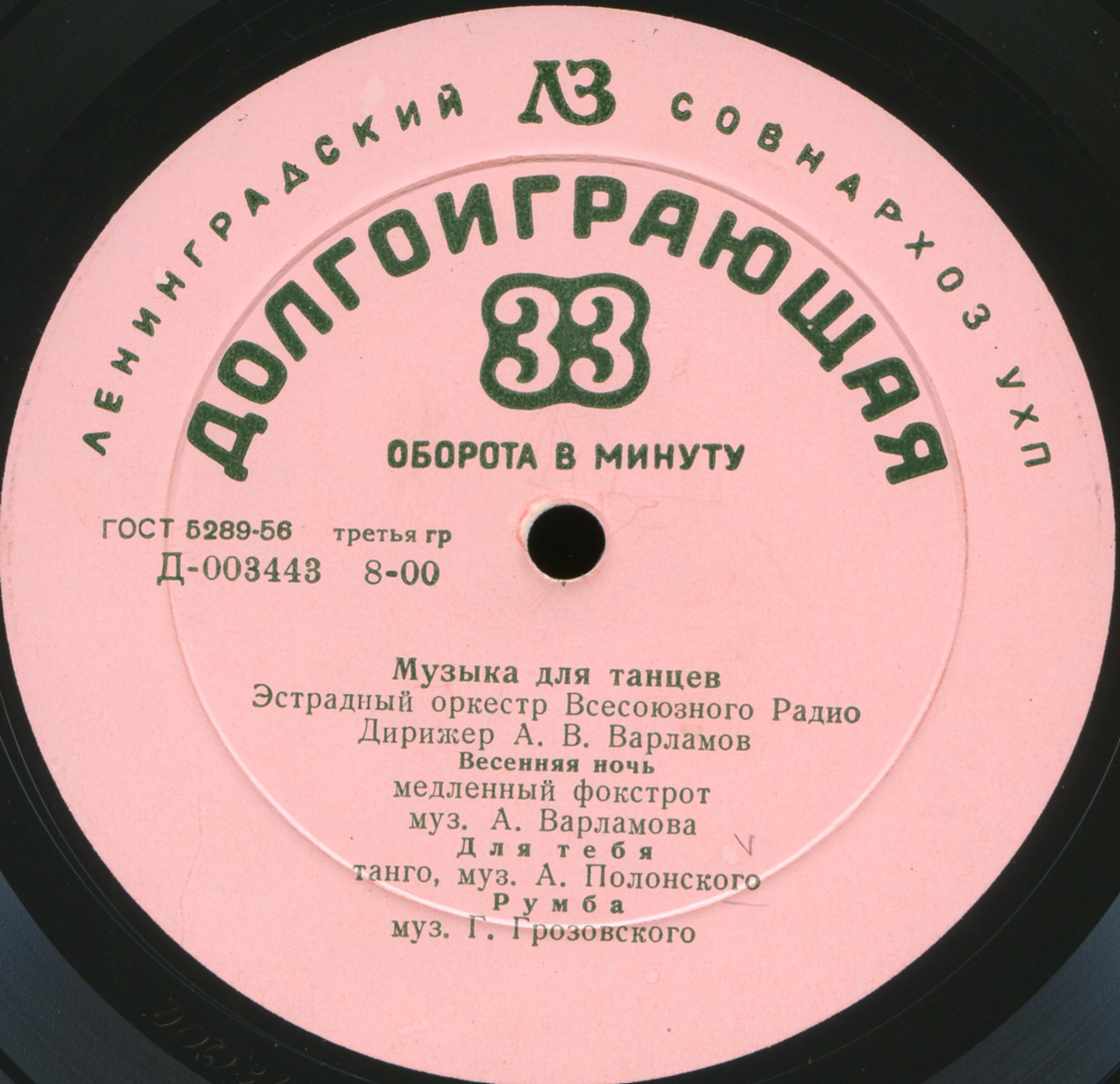 Эстрадный оркестр Всесоюзного радио, дирижер А. Варламов
