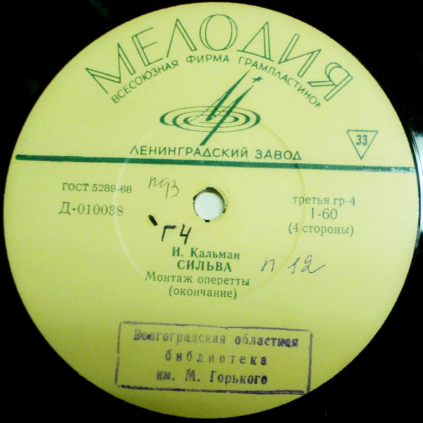 И. КАЛЬМАН (1882–1953) «Сильва», монтаж оперетты