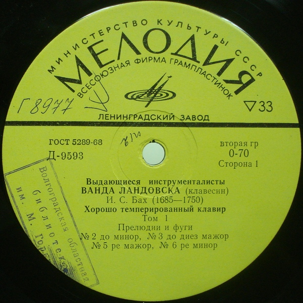Ванда ЛАНДОВСКА (клавесин, 1879–1959) «И. С. Бах. Хорошо темперированный клавир. Том I» [Выдающиеся инструменталисты]